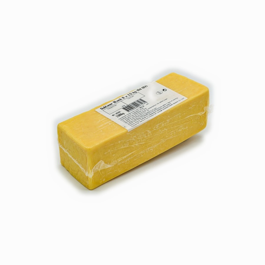 A block of cheddar from the foodservice range