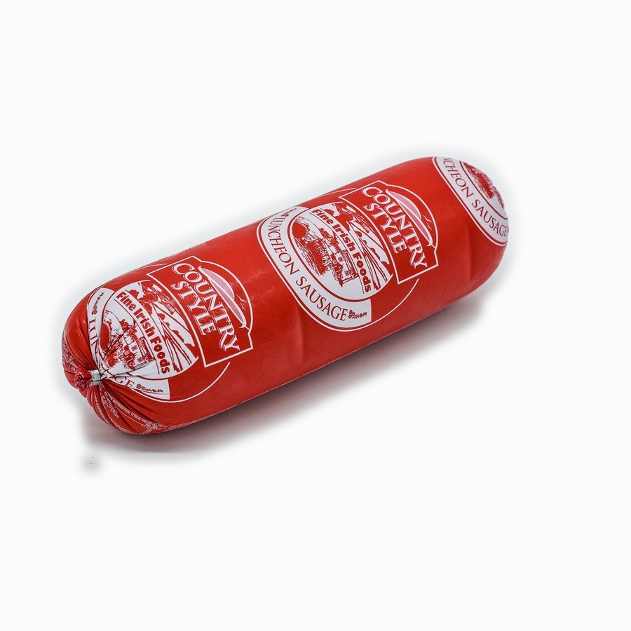 Countrystyle luncheon roll in its red casing