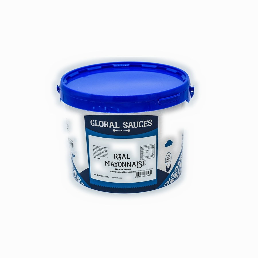A catering tub of Global Sauces real mayonnaise