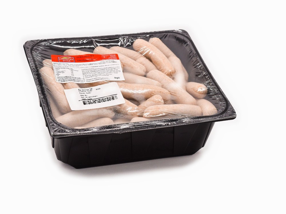 A tray of Countrystyle pork sausages