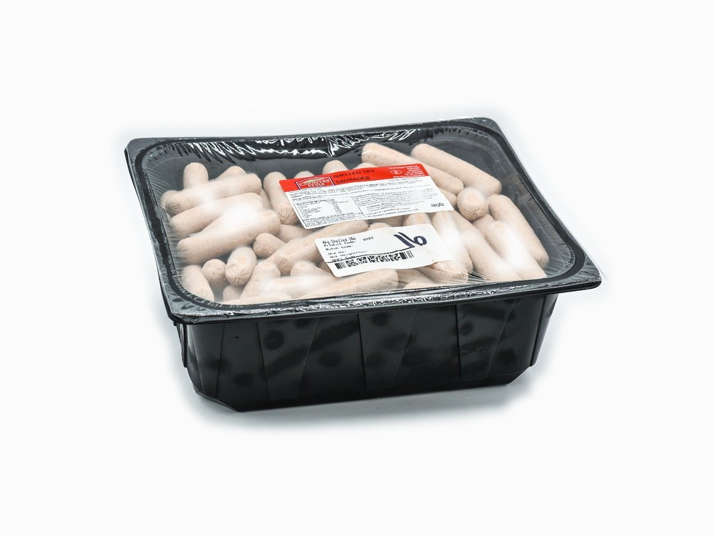 A tray of Countrystyle skinless sausages