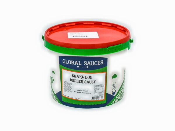 A tub of Global Sauces Shake Dog burger sauce